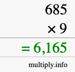 How to calculate 685 times 9 using long multiplication How to calculate 685 times 9 using long multiplication