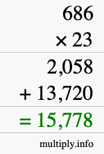 How to calculate 686 times 23 using long multiplication How to calculate 686 times 23 using long multiplication