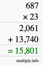 How to calculate 687 times 23 using long multiplication How to calculate 687 times 23 using long multiplication