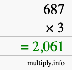 How to calculate 687 times 3 using long multiplication How to calculate 687 times 3 using long multiplication