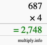 How to calculate 687 times 4 using long multiplication How to calculate 687 times 4 using long multiplication