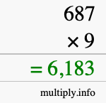 How to calculate 687 times 9 using long multiplication