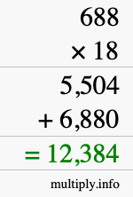 How to calculate 688 times 18 using long multiplication