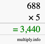 How to calculate 688 times 5 using long multiplication How to calculate 688 times 5 using long multiplication