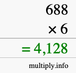 How to calculate 688 times 6 using long multiplication