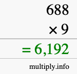 How to calculate 688 times 9 using long multiplication