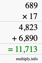 How to calculate 689 times 17 using long multiplication