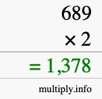How to calculate 689 times 2 using long multiplication How to calculate 689 times 2 using long multiplication
