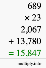 How to calculate 689 times 23 using long multiplication How to calculate 689 times 23 using long multiplication
