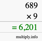How to calculate 689 times 9 using long multiplication