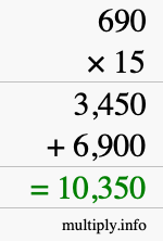 How to calculate 690 times 15 using long multiplication How to calculate 690 times 15 using long multiplication