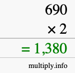How to calculate 690 times 2 using long multiplication How to calculate 690 times 2 using long multiplication