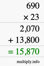 How to calculate 690 times 23 using long multiplication