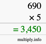How to calculate 690 times 5 using long multiplication How to calculate 690 times 5 using long multiplication