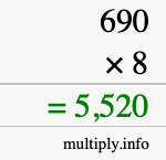 How to calculate 690 times 8 using long multiplication How to calculate 690 times 8 using long multiplication