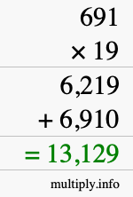 How to calculate 691 times 19 using long multiplication