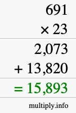 How to calculate 691 times 23 using long multiplication How to calculate 691 times 23 using long multiplication