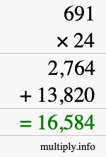 How to calculate 691 times 24 using long multiplication How to calculate 691 times 24 using long multiplication