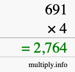 How to calculate 691 times 4 using long multiplication How to calculate 691 times 4 using long multiplication