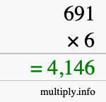 How to calculate 691 times 6 using long multiplication