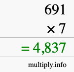 How to calculate 691 times 7 using long multiplication How to calculate 691 times 7 using long multiplication