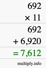 How to calculate 692 times 11 using long multiplication How to calculate 692 times 11 using long multiplication