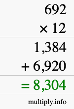 How to calculate 692 times 12 using long multiplication How to calculate 692 times 12 using long multiplication