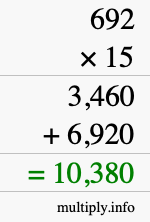 How to calculate 692 times 15 using long multiplication How to calculate 692 times 15 using long multiplication