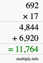How to calculate 692 times 17 using long multiplication