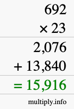 How to calculate 692 times 23 using long multiplication How to calculate 692 times 23 using long multiplication