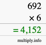 How to calculate 692 times 6 using long multiplication