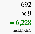 How to calculate 692 times 9 using long multiplication