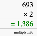 How to calculate 693 times 2 using long multiplication How to calculate 693 times 2 using long multiplication