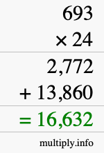 How to calculate 693 times 24 using long multiplication How to calculate 693 times 24 using long multiplication