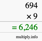 How to calculate 694 times 9 using long multiplication How to calculate 694 times 9 using long multiplication