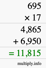 How to calculate 695 times 17 using long multiplication