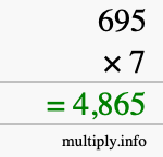 How to calculate 695 times 7 using long multiplication