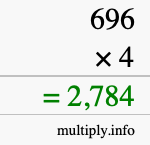 How to calculate 696 times 4 using long multiplication How to calculate 696 times 4 using long multiplication