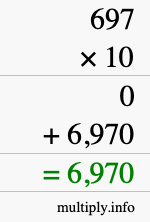 How to calculate 697 times 10 using long multiplication How to calculate 697 times 10 using long multiplication