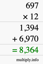 How to calculate 697 times 12 using long multiplication How to calculate 697 times 12 using long multiplication