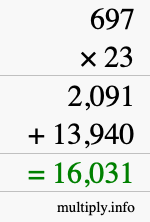 How to calculate 697 times 23 using long multiplication How to calculate 697 times 23 using long multiplication