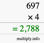 How to calculate 697 times 4 using long multiplication How to calculate 697 times 4 using long multiplication