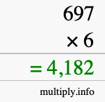 How to calculate 697 times 6 using long multiplication
