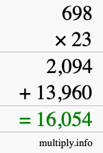 How to calculate 698 times 23 using long multiplication How to calculate 698 times 23 using long multiplication