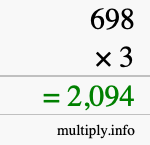 How to calculate 698 times 3 using long multiplication How to calculate 698 times 3 using long multiplication