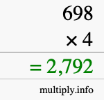 How to calculate 698 times 4 using long multiplication How to calculate 698 times 4 using long multiplication
