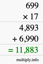 How to calculate 699 times 17 using long multiplication