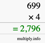 How to calculate 699 times 4 using long multiplication How to calculate 699 times 4 using long multiplication