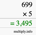 How to calculate 699 times 5 using long multiplication How to calculate 699 times 5 using long multiplication