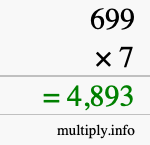 How to calculate 699 times 7 using long multiplication